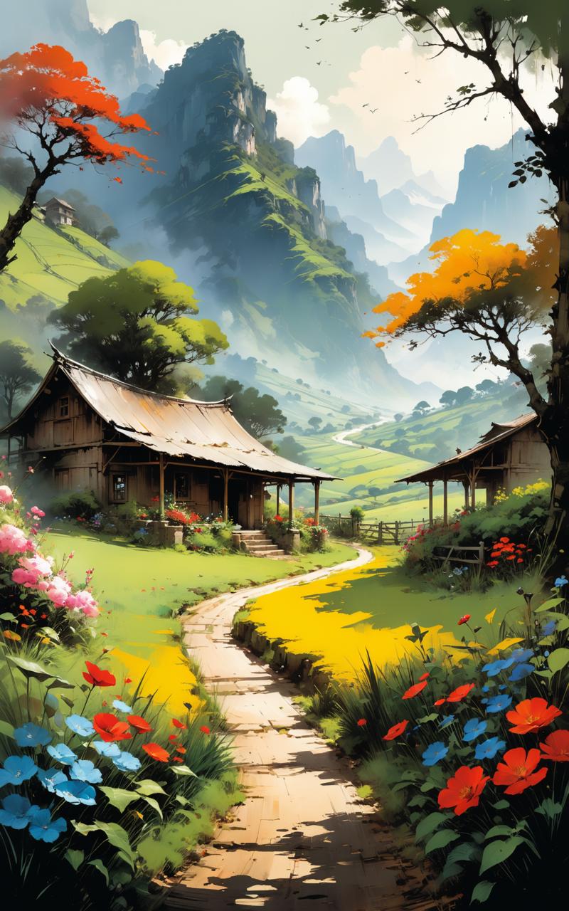 04537-3005356068-Create a vibrant and picturesque scene illustrating idyllic homestead. The setting is a serene garden nestled in a verdant valle.png